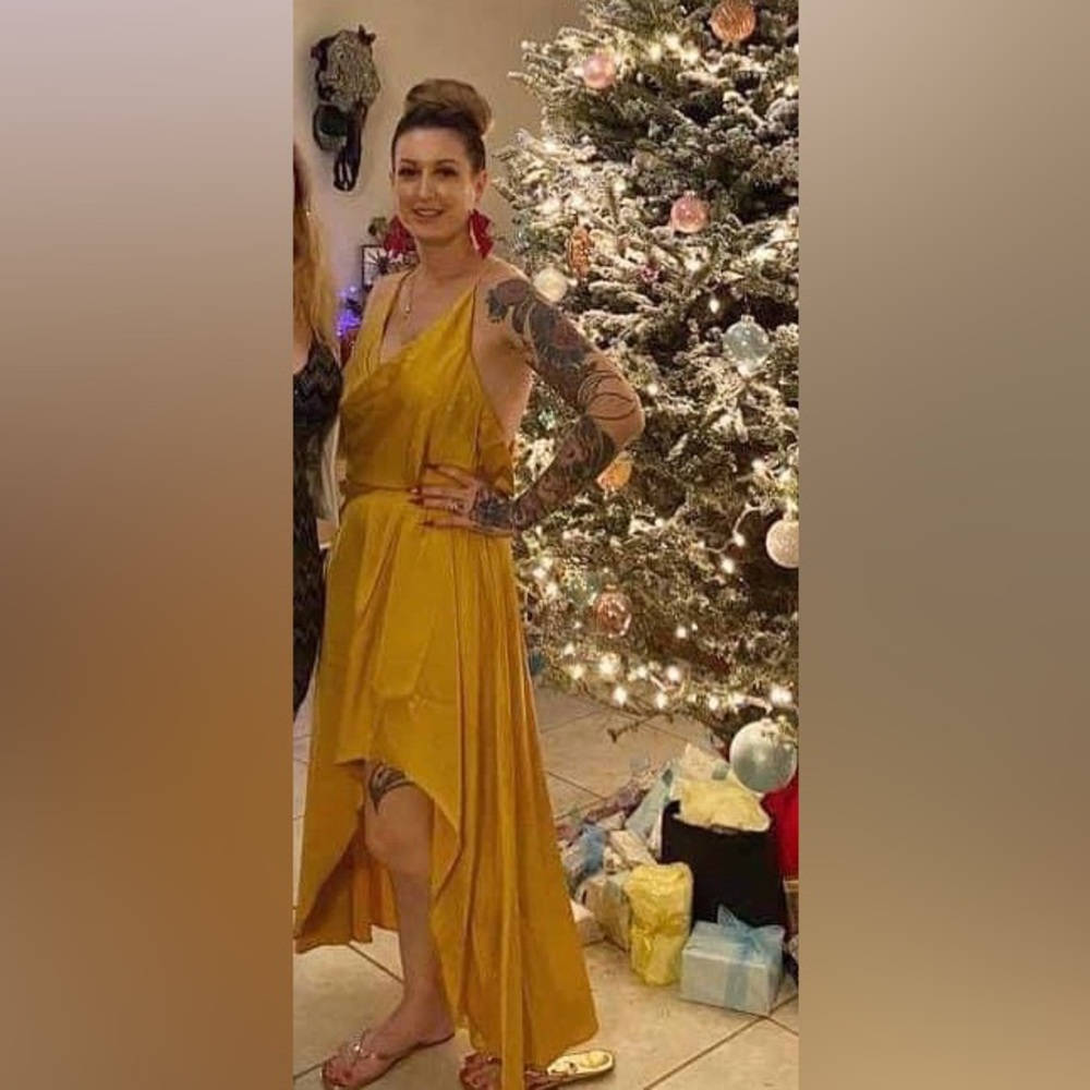 ASOS yellow satin dress